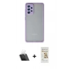 MARSİLYAN™- Galaxy A72 Kılıf Ahenk Çizgi Serisi - Siyah Mat Seramik Nano Ekran Koruyucu + Kamera Lens Koruma Cam - SF