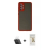 MARSİLYAN™- Galaxy A72 Kılıf Ahenk Çizgi Serisi - Siyah Mat Seramik Nano Ekran Koruyucu + Kamera Lens Koruma Cam - SF