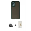 MARSİLYAN™- Galaxy A72 Kılıf Ahenk Çizgi Serisi - Siyah Mat Seramik Nano Ekran Koruyucu + Kamera Lens Koruma Cam - SF
