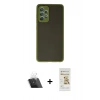 MARSİLYAN™- Galaxy A72 Kılıf Ahenk Çizgi Serisi - Siyah Mat Seramik Nano Ekran Koruyucu + Kamera Lens Koruma Cam - SF