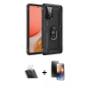 MARSİLYAN™- Galaxy A72 Kılıf Ahenk Klasik Koleksiyonu - Siyah 3D Antistatik Mat Seramik Nano Ekran Koruyucu + Kamera Lens Koruma Cam - SF
