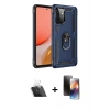 MARSİLYAN™- Galaxy A72 Kılıf Ahenk Klasik Koleksiyonu - Siyah 3D Antistatik Mat Seramik Nano Ekran Koruyucu + Kamera Lens Koruma Cam - SF
