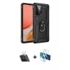 MARSİLYAN™- Galaxy A72 Kılıf Ahenk Klasik Koleksiyonu - Siyah 3D Antistatik Seramik Nano Ekran Koruyucu + Kamera Lens Koruma Cam - SF