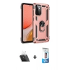 MARSİLYAN™- Galaxy A72 Kılıf Ahenk Klasik Koleksiyonu - Siyah 5D Eko Cam Ekran Koruyucu + Kamera Lens Koruma Cam - SF