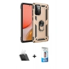 MARSİLYAN™- Galaxy A72 Kılıf Ahenk Klasik Koleksiyonu - Siyah 5D Eko Cam Ekran Koruyucu + Kamera Lens Koruma Cam - SF