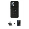 MARSİLYAN™- Galaxy A72 Kılıf Ahenk Klasik - Siyah 3D Antistatik Hayalet Cam Ekran Koruyucu + Kamera Lens Koruma Cam - SF
