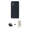MARSİLYAN™- Galaxy A72 Kılıf Ahenk Serisi - Siyah Mat Seramik Nano Ekran Koruyucu + Kamera Lens Koruma Cam - SF