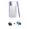 MARSİLYAN™- Galaxy A72 Kılıf Atlas Asil Serisi - Siyah 3D Antistatik Cam Ekran Koruyucu + Kamera Lens Koruma Cam - SF