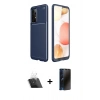 MARSİLYAN™- Galaxy A72 Kılıf Eksen Form Prime - Siyah 3D Antistatik Hayalet Cam Ekran Koruyucu + Kamera Lens Koruma Cam - SF