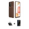 MARSİLYAN™- Galaxy A72 Kılıf Eksen Form Prime - Siyah 3D Antistatik Hayalet Cam Ekran Koruyucu + Kamera Lens Koruma Cam - SF