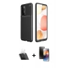MARSİLYAN™- Galaxy A72 Kılıf Eksen Form Prime - Siyah 3D Antistatik Mat Seramik Nano Ekran Koruyucu + Kamera Lens Koruma Cam - SF
