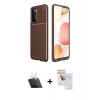 MARSİLYAN™- Galaxy A72 Kılıf Eksen Form Prime - Siyah Seramik Nano Ekran Koruyucu + Kamera Lens Koruma Cam - SF