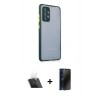 MARSİLYAN™- Galaxy A72 Kılıf Nova Asil Özel Seri - Siyah 3D Antistatik Hayalet Cam Ekran Koruyucu + Kamera Lens Koruma Cam - SF