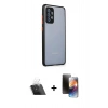 MARSİLYAN™- Galaxy A72 Kılıf Nova Asil Özel Seri - Siyah 3D Antistatik Mat Seramik Nano Ekran Koruyucu + Kamera Lens Koruma Cam - SF