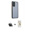 MARSİLYAN™- Galaxy A72 Kılıf Nova Asil Özel Seri - Siyah Mat Seramik Nano Ekran Koruyucu + Kamera Lens Koruma Cam - SF