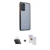 MARSİLYAN™- Galaxy A72 Kılıf Nova Asil Özel Seri - Siyah Seramik Nano Ekran Koruyucu + Kamera Lens Koruma Cam - SF