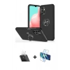 MARSİLYAN™- Galaxy A72 Kılıf Odak Form Prime - Siyah 3D Antistatik Seramik Nano Ekran Koruyucu + Kamera Lens Koruma Cam - SF