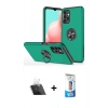 MARSİLYAN™- Galaxy A72 Kılıf Odak Form Prime - Siyah 5D Eko Cam Ekran Koruyucu + Kamera Lens Koruma Cam - SF