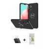 MARSİLYAN™- Galaxy A72 Kılıf Odak Form Prime - Siyah Mat Seramik Nano Ekran Koruyucu + Kamera Lens Koruma Cam - SF