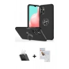 MARSİLYAN™- Galaxy A72 Kılıf Odak Form Prime - Siyah Seramik Nano Ekran Koruyucu + Kamera Lens Koruma Cam - SF