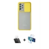 MARSİLYAN™- Galaxy A72 Kılıf Vadi Çizgi - Siyah 3D Antistatik Cam Ekran Koruyucu + Kamera Lens Koruma Cam - SF
