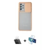 MARSİLYAN™- Galaxy A72 Kılıf Vadi Çizgi - Siyah 3D Antistatik Cam Ekran Koruyucu + Kamera Lens Koruma Cam - SF