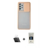 MARSİLYAN™- Galaxy A72 Kılıf Vadi Çizgi - Siyah 5D Hayalet Cam Ekran Koruyucu + Kamera Lens Koruma Cam - SF