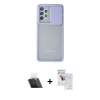 MARSİLYAN™- Galaxy A72 Kılıf Vadi Çizgi - Siyah Seramik Nano Ekran Koruyucu + Kamera Lens Koruma Cam - SF