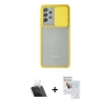 MARSİLYAN™- Galaxy A72 Kılıf Vadi Çizgi - Siyah Seramik Nano Ekran Koruyucu + Kamera Lens Koruma Cam - SF
