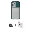 MARSİLYAN™- Galaxy A72 Kılıf Vadi Çizgi - Siyah Seramik Nano Ekran Koruyucu + Kamera Lens Koruma Cam - SF