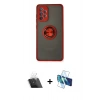 MARSİLYAN™- Galaxy A72 Kılıf Yörünge Çizgi - Siyah 3D Antistatik Cam Ekran Koruyucu + Kamera Lens Koruma Cam - SF