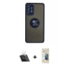 MARSİLYAN™- Galaxy A72 Kılıf Yörünge Çizgi - Siyah 6D Mat Seramik Hayalet Nano Ekran Koruyucu + Kamera Lens Koruma Cam - SF