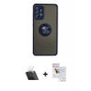 MARSİLYAN™- Galaxy A72 Kılıf Yörünge Çizgi - Siyah Seramik Nano Ekran Koruyucu + Kamera Lens Koruma Cam - SF