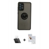 MARSİLYAN™- Galaxy A72 Kılıf Yörünge Çizgi - Siyah Seramik Nano Ekran Koruyucu + Kamera Lens Koruma Cam - SF