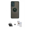 MARSİLYAN™- Galaxy A72 Kılıf Yörünge Çizgi - Siyah Seramik Nano Ekran Koruyucu + Kamera Lens Koruma Cam - SF