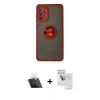 MARSİLYAN™- Galaxy A72 Kılıf Yörünge Çizgi - Siyah Seramik Nano Ekran Koruyucu + Kamera Lens Koruma Cam - SF