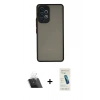 MARSİLYAN™- Galaxy A73 5G Kılıf Ahenk Çizgi Serisi - Şeffaf Pasifik Cam Ekran Koruyucu + Kamera Lens Koruma Cam - SF