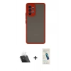 MARSİLYAN™- Galaxy A73 5G Kılıf Ahenk Çizgi Serisi - Şeffaf Pasifik Cam Ekran Koruyucu + Kamera Lens Koruma Cam - SF