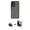 MARSİLYAN™- Galaxy A73 5G Kılıf Ahenk Çizgi Serisi - Siyah 3D Antistatik Mat Seramik Nano Ekran Koruyucu + Şeffaf Kamera Lens Koruma Cam