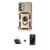 MARSİLYAN™- Galaxy A73 5G Kılıf Ahenk Klasik - Siyah 3D Antistatik Hayalet Cam Ekran Koruyucu + Kamera Lens Koruma Cam - SF
