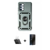 MARSİLYAN™- Galaxy A73 5G Kılıf Ahenk Klasik - Siyah 3D Antistatik Hayalet Cam Ekran Koruyucu + Kamera Lens Koruma Cam - SF