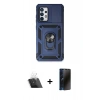 MARSİLYAN™- Galaxy A73 5G Kılıf Ahenk Klasik - Siyah 3D Antistatik Hayalet Cam Ekran Koruyucu + Kamera Lens Koruma Cam - SF