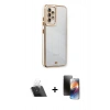 MARSİLYAN™- Galaxy A73 5G Kılıf Çekirdek Klasik Serisi - Siyah 3D Antistatik Mat Seramik Nano Ekran Koruyucu + Şeffaf Kamera Lens Koruma Cam