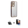 MARSİLYAN™- Galaxy A73 5G Kılıf Çekirdek Klasik Serisi - Siyah 3D Antistatik Mat Seramik Nano Ekran Koruyucu + Şeffaf Kamera Lens Koruma Cam
