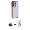 MARSİLYAN™- Galaxy A73 5G Kılıf Eksen Doku Prime - Şeffaf Pasifik Cam Ekran Koruyucu + Kamera Lens Koruma Cam - SF