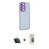 MARSİLYAN™- Galaxy A73 5G Kılıf Eksen Doku Prime - Siyah 6D Mat Seramik Hayalet Nano Ekran Koruyucu + Şeffaf Kamera Lens Koruma Cam