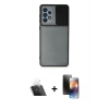 MARSİLYAN™- Galaxy A73 5G Kılıf Vadi Çizgi - Siyah 3D Antistatik Mat Seramik Nano Ekran Koruyucu + Kamera Lens Koruma Cam - SF