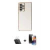 MARSİLYAN™- Galaxy A73 5G Kılıf Yankı Serisi - Siyah 3D Antistatik Mat Seramik Nano Ekran Koruyucu + Kamera Lens Koruma Cam - SF