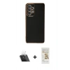 MARSİLYAN™- Galaxy A73 5G Kılıf Yankı Serisi - Siyah Mat Seramik Nano Ekran Koruyucu + Kamera Lens Koruma Cam - SF