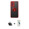 MARSİLYAN™- Galaxy A73 5G Kılıf Yörünge Çizgi - Şeffaf Pasifik Cam Ekran Koruyucu + Kamera Lens Koruma Cam - SF